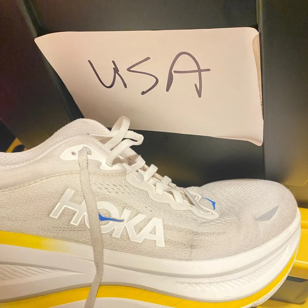 HOKA One One Bondi 9 Running Shoes Mens 11.5 White Yellow 1162011 WGRT Sneaker